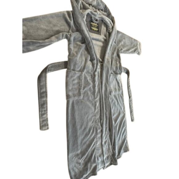 "ALEXANDER DEL ROSSA" women's PLUSH Gray Robe Belted Hooded Spa SZ L Pockets - Picture 4 of 9